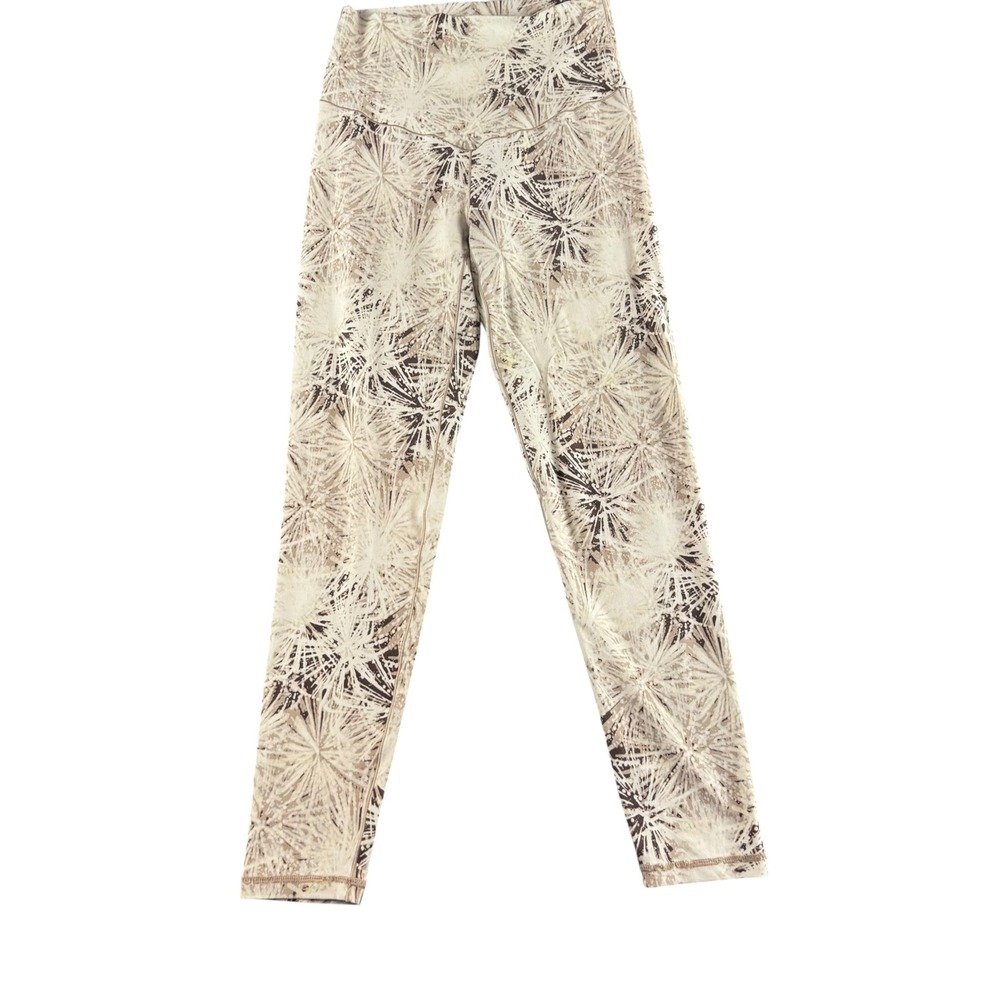 Aerie Chill Play Move High Waisted Leggings Beige Abstract Starburst Print M